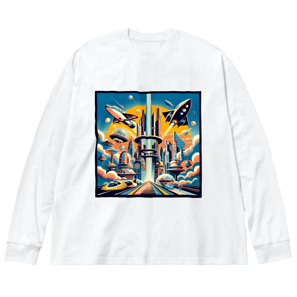 Dexsterの過去の未来観　retro-futurism design01 ビッグシルエットロングスリーブTシャツ