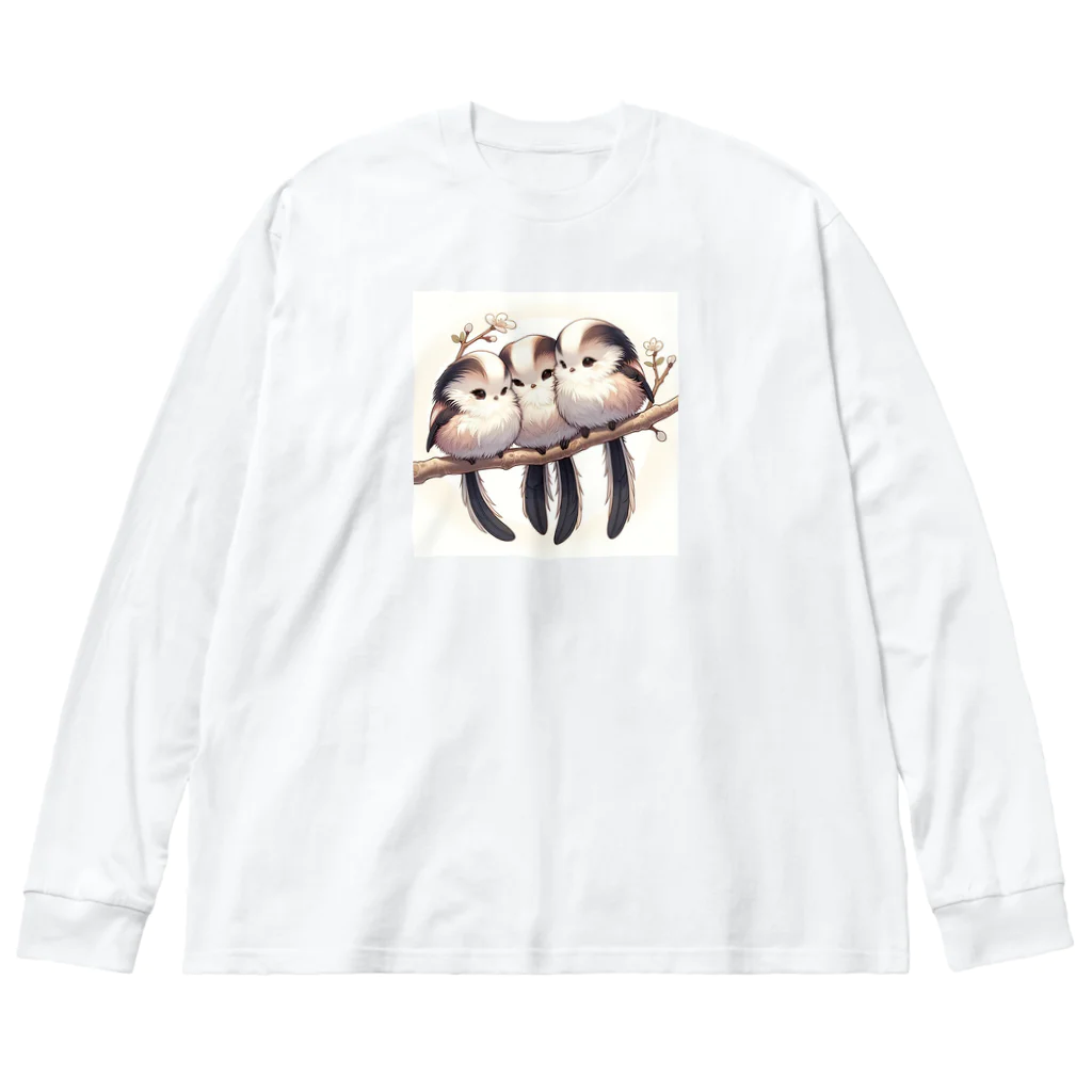 Cute! Salesのふわふわ仲良しシマエナガ Big Long Sleeve T-Shirt