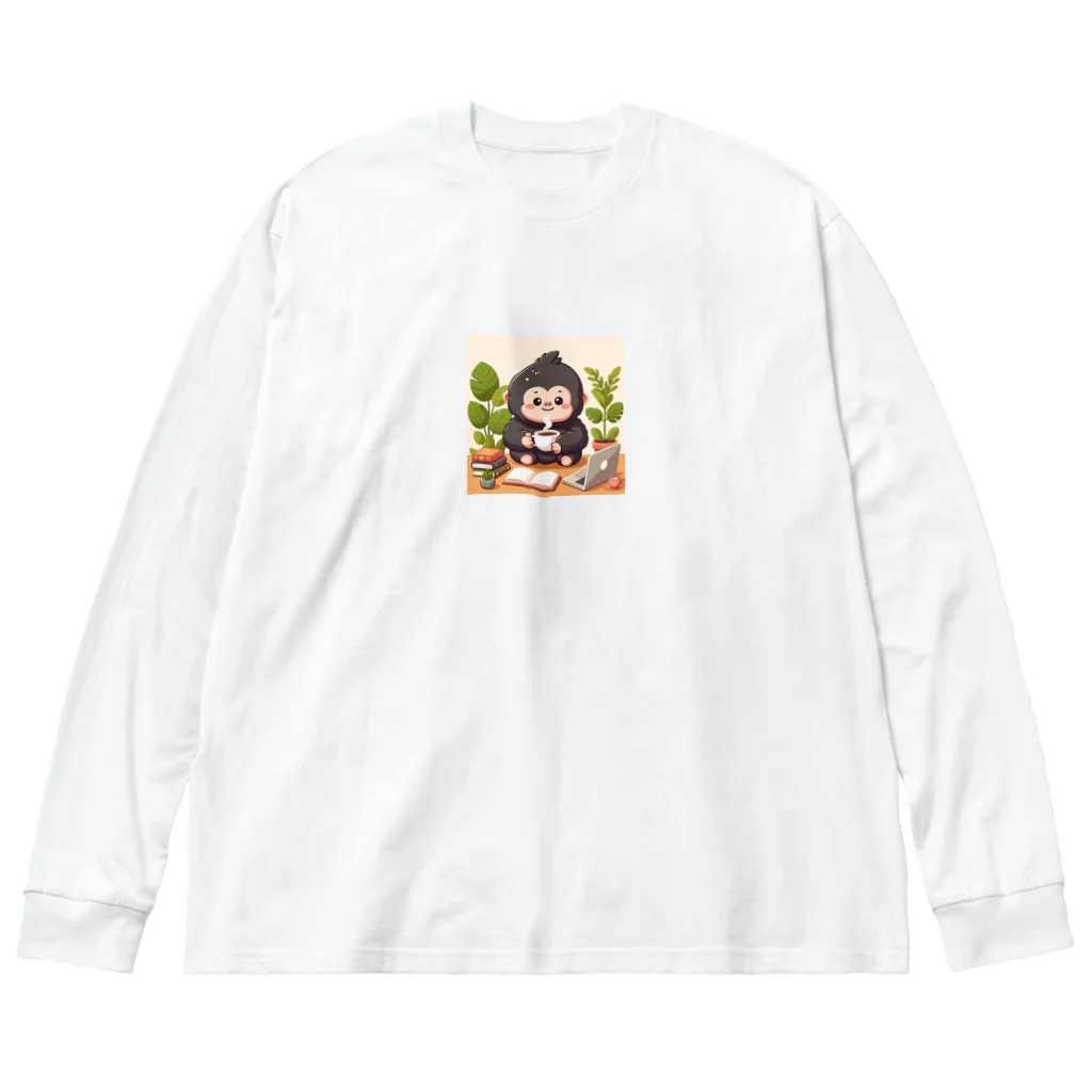 星パンダショップのほっこりコーヒーごりら君 Big Long Sleeve T-Shirt