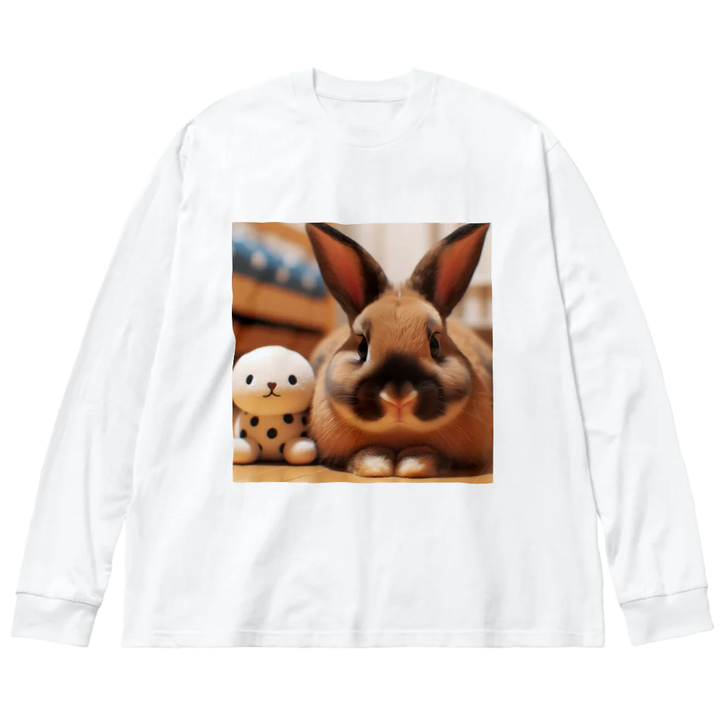 jir0-のぬいぐるみとうさぎ ビッグシルエットロングスリーブTシャツ