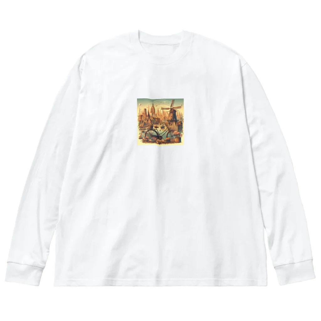 Lovers-chapelの自転車とレトロな街並み Big Long Sleeve T-Shirt