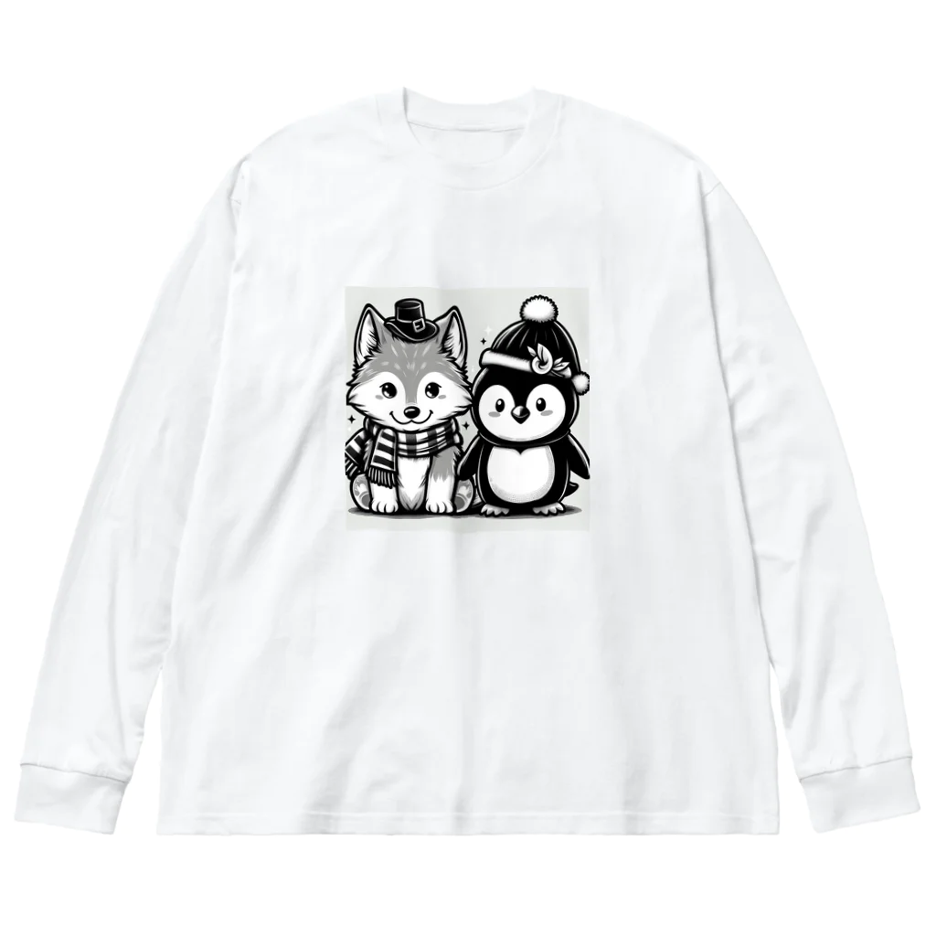 AIRINの狼とペンギン Big Long Sleeve T-Shirt