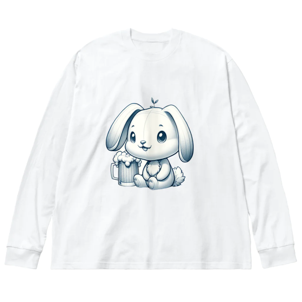 bottaの可愛いウサギ(垂れ耳ビール)04 ビッグシルエットロングスリーブTシャツ