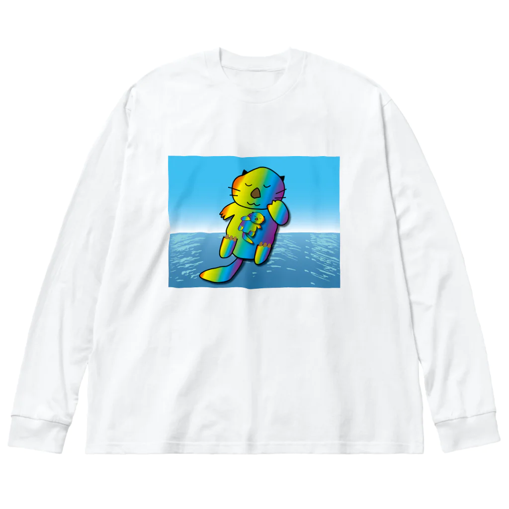 Drecome_Designの【レインボーカラー】おねんね海獺(ラッコ)親子 Big Long Sleeve T-Shirt