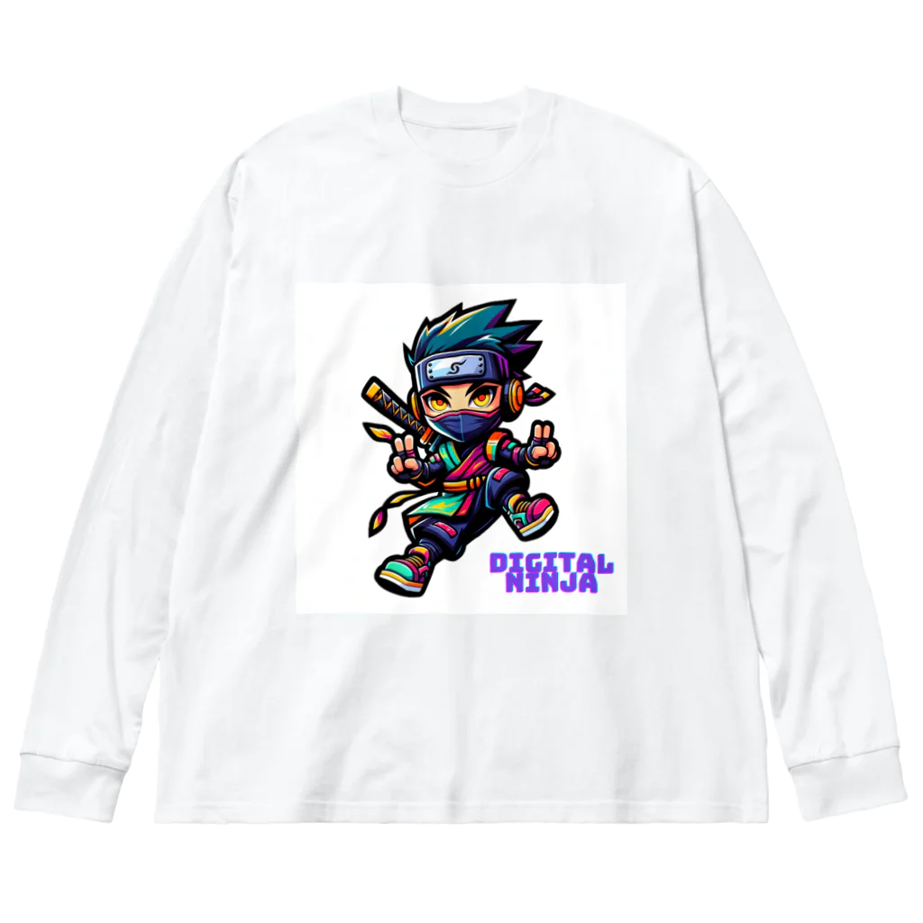 rsrsrsrsrの“Digital Ninja” ロゴ付き ビッグシルエットロングスリーブTシャツ