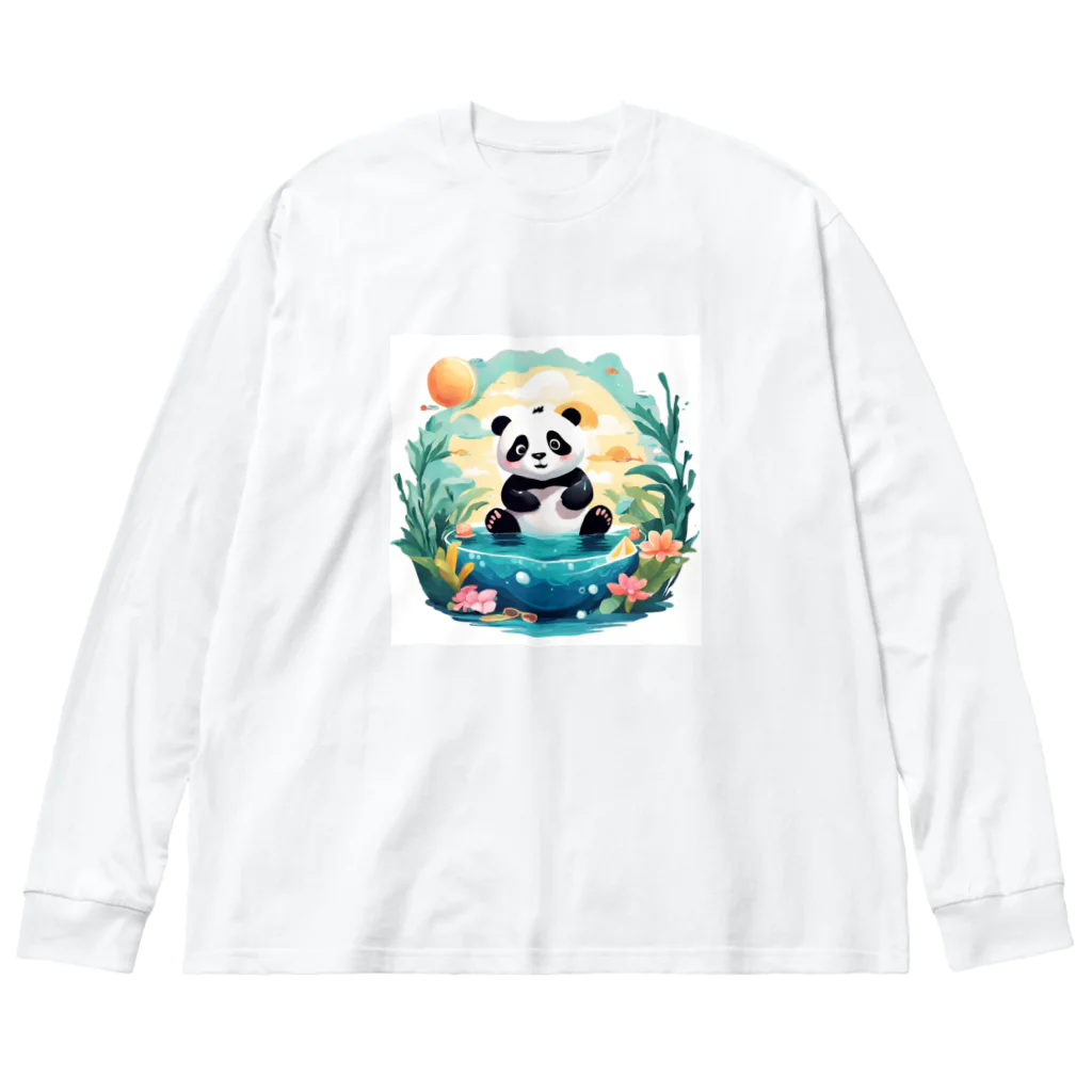 waterpandaの水辺のパンダ ビッグシルエットロングスリーブTシャツ