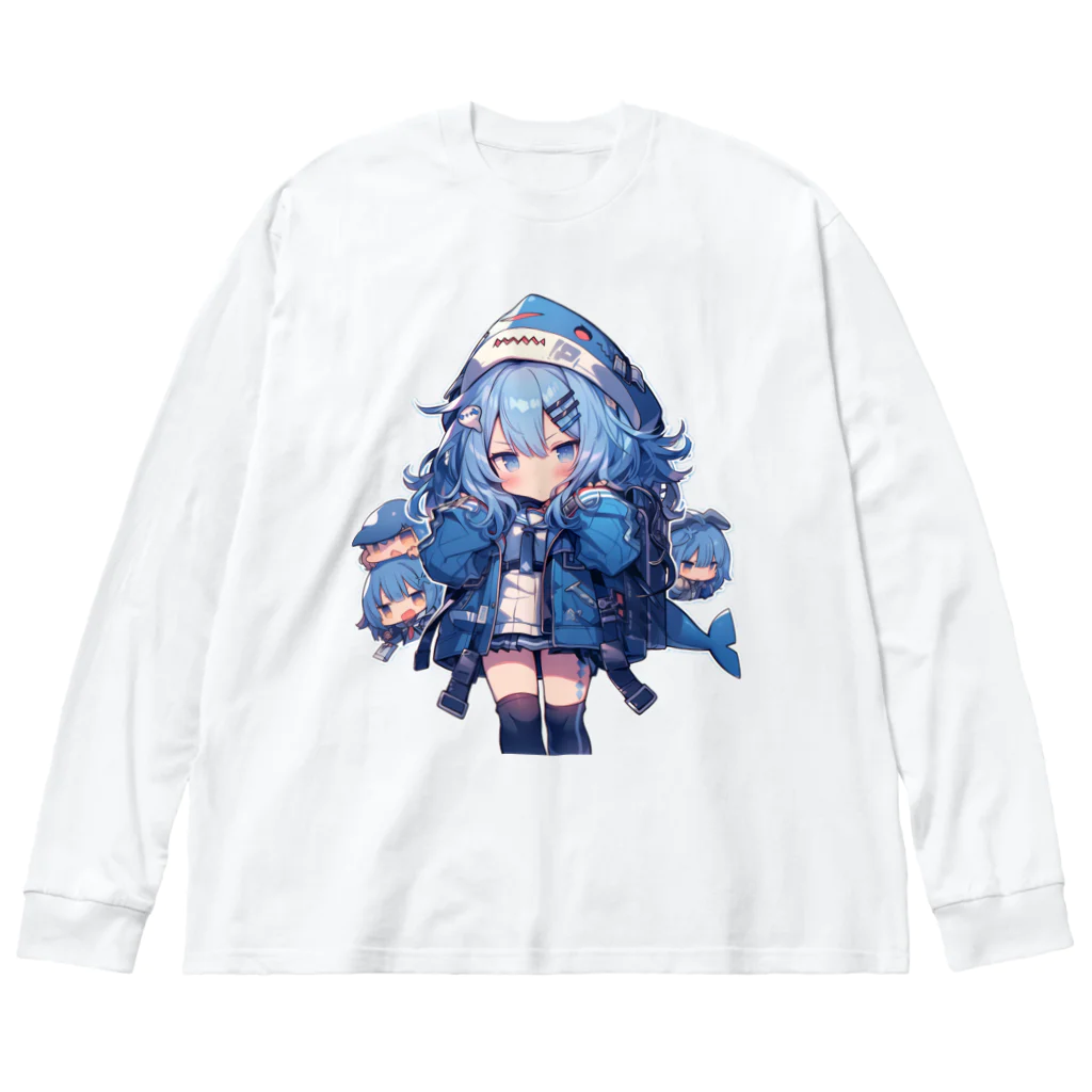 honoka_tのサメフードの美少女 ビッグシルエットロングスリーブTシャツ