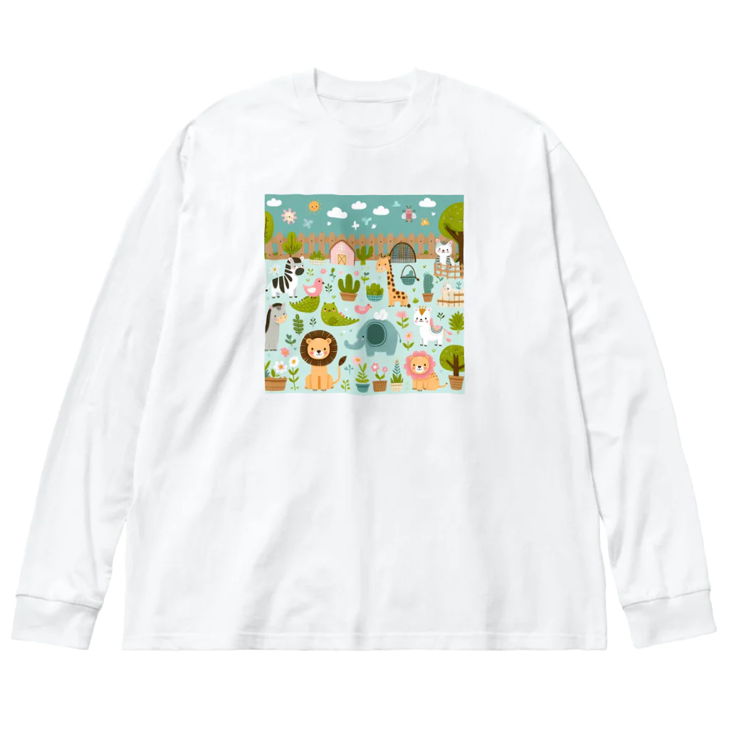 ニューライフマサラショップのワクワク動物園の愉快な仲間たち♪ Big Long Sleeve T-Shirt