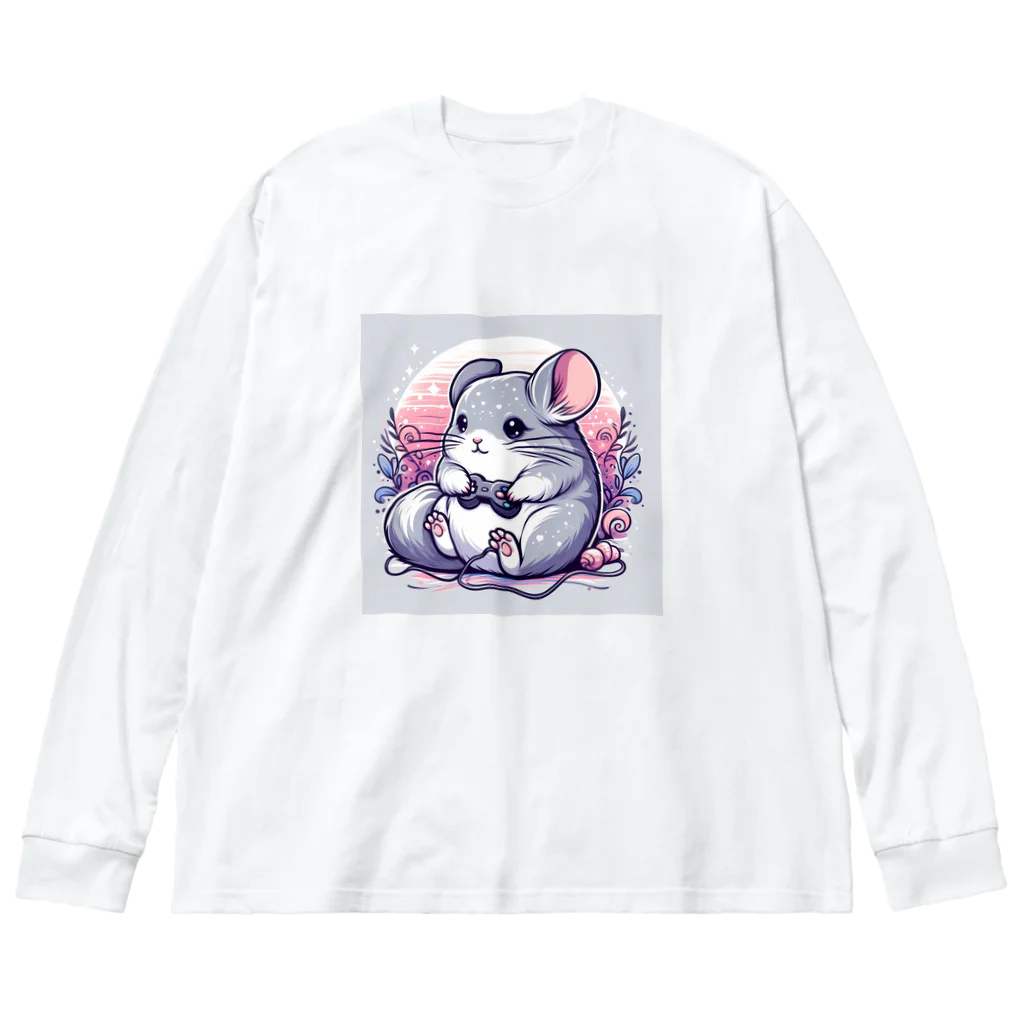 もふっとチンチラ🐭のゲーマーチンチラ Big Long Sleeve T-Shirt