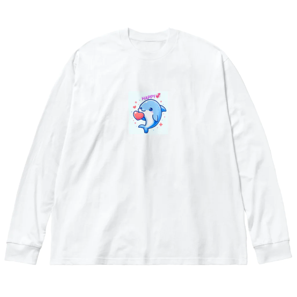 終わらない夢🌈の可愛いイルカちゃん🐬💞 ビッグシルエットロングスリーブTシャツ