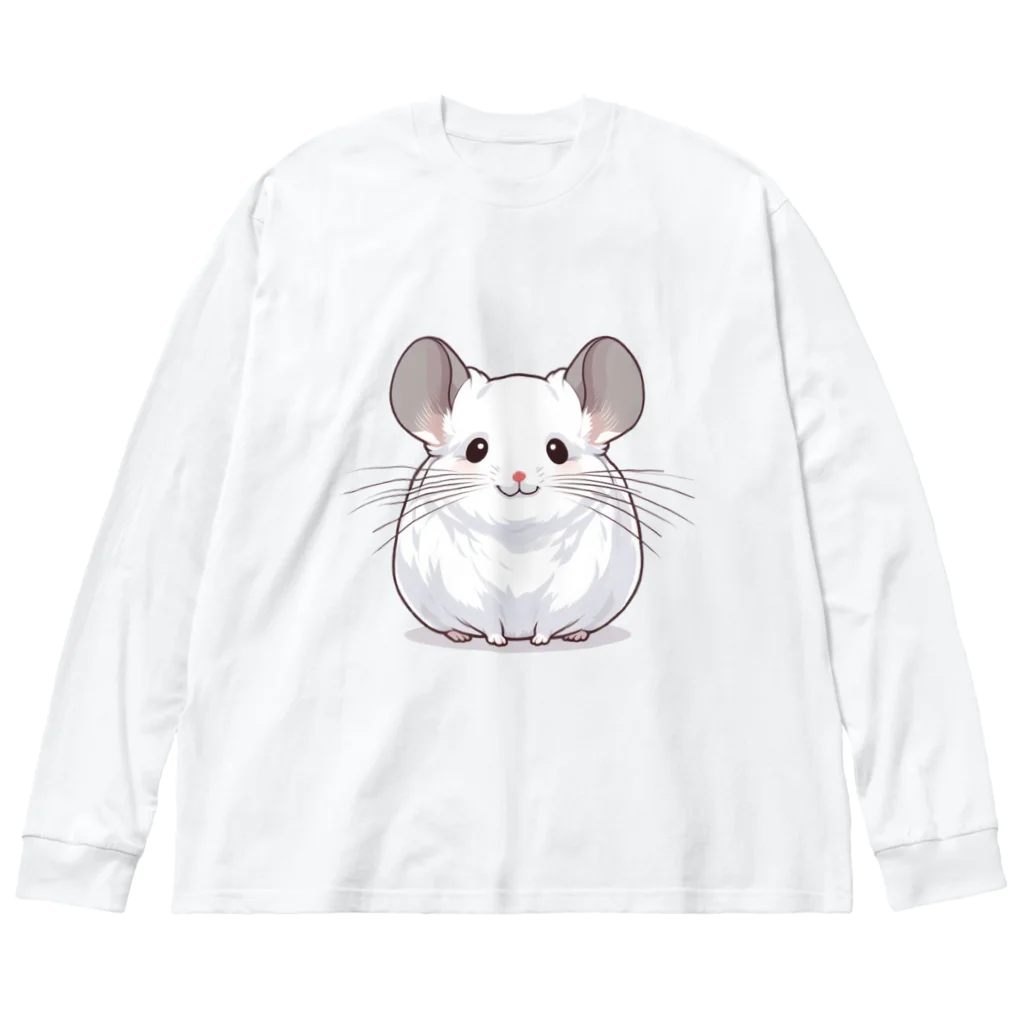 もふっとチンチラ🐭のチンチラ（ホワイト） ビッグシルエットロングスリーブTシャツ