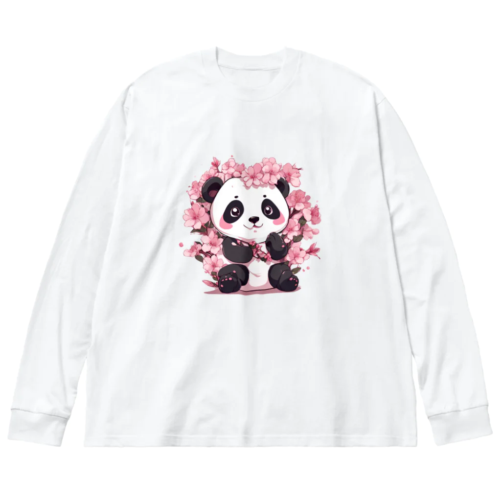 waterpandaの満開桜とパンダ Big Long Sleeve T-Shirt