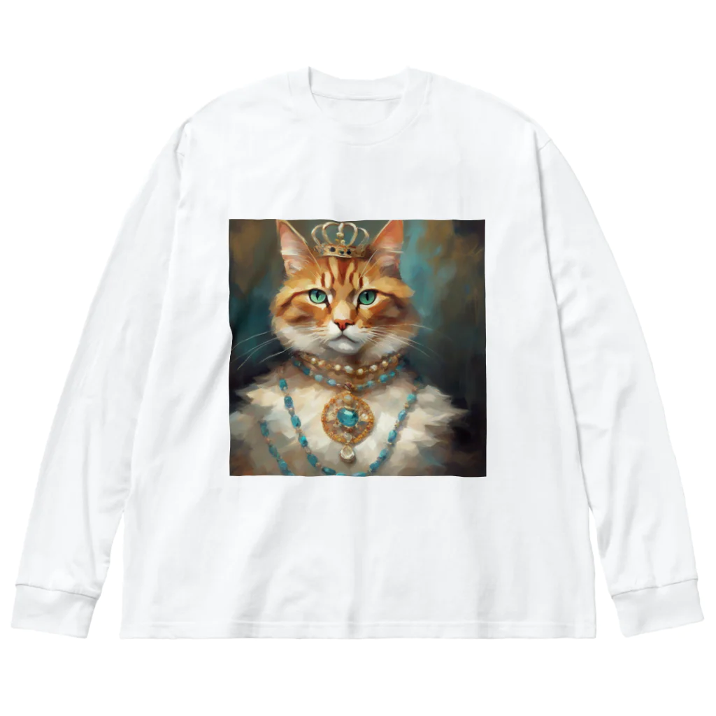 esmeralda64のパライバトルマリンの瞳の猫 ビッグシルエットロングスリーブTシャツ