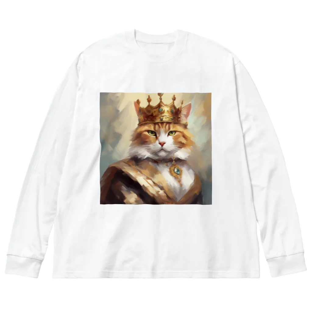 esmeralda64のブルーダイヤモンドの猫王 ビッグシルエットロングスリーブTシャツ