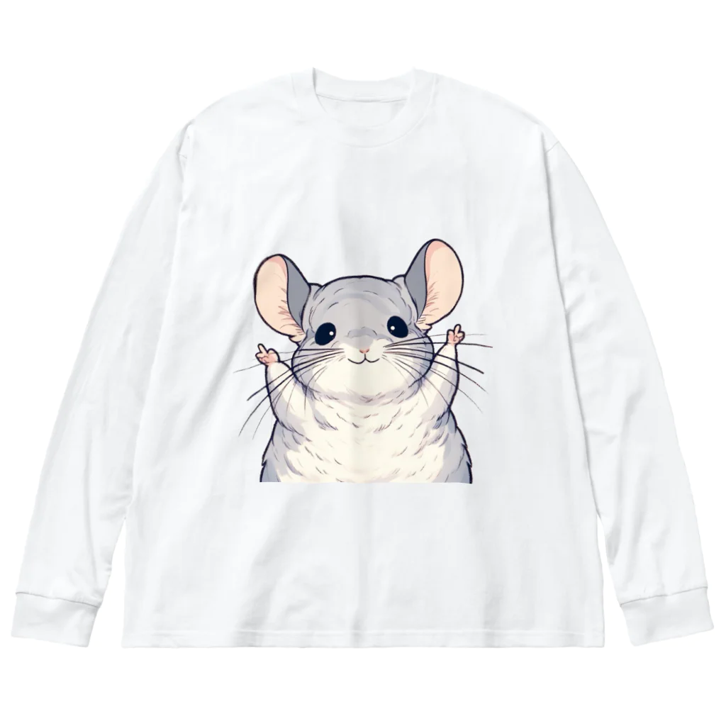 もふっとチンチラ🐭のばんざいチンチラ Big Long Sleeve T-Shirt