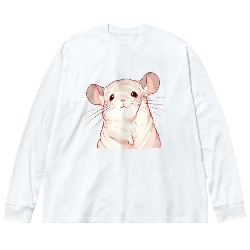 もふっとチンチラ🐭のおてあげチンチラ ビッグシルエットロングスリーブTシャツ