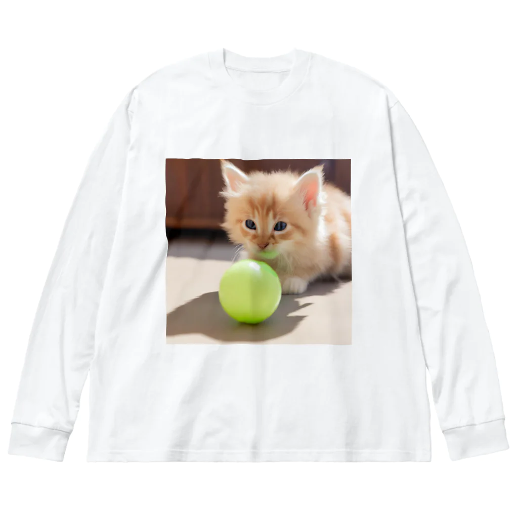 SkyBlueのもふもふな子猫 ビッグシルエットロングスリーブTシャツ