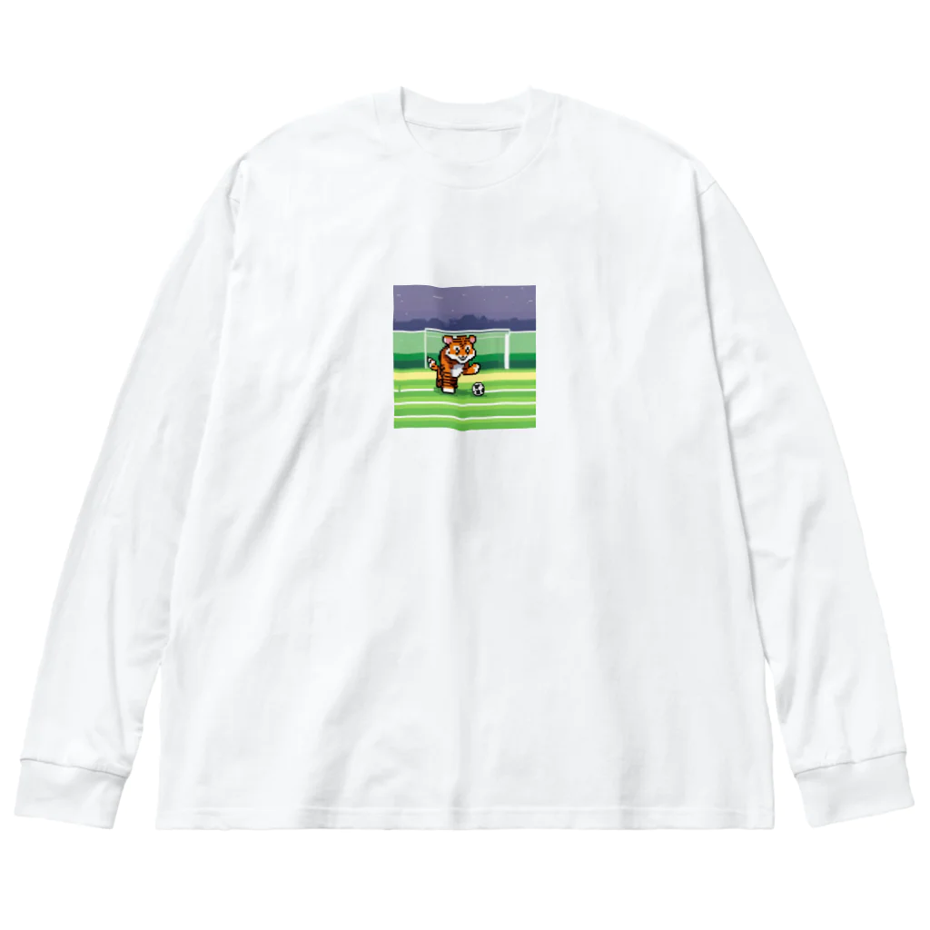 クロスクリエイティブのサッカーをしているトラ Big Long Sleeve T-Shirt