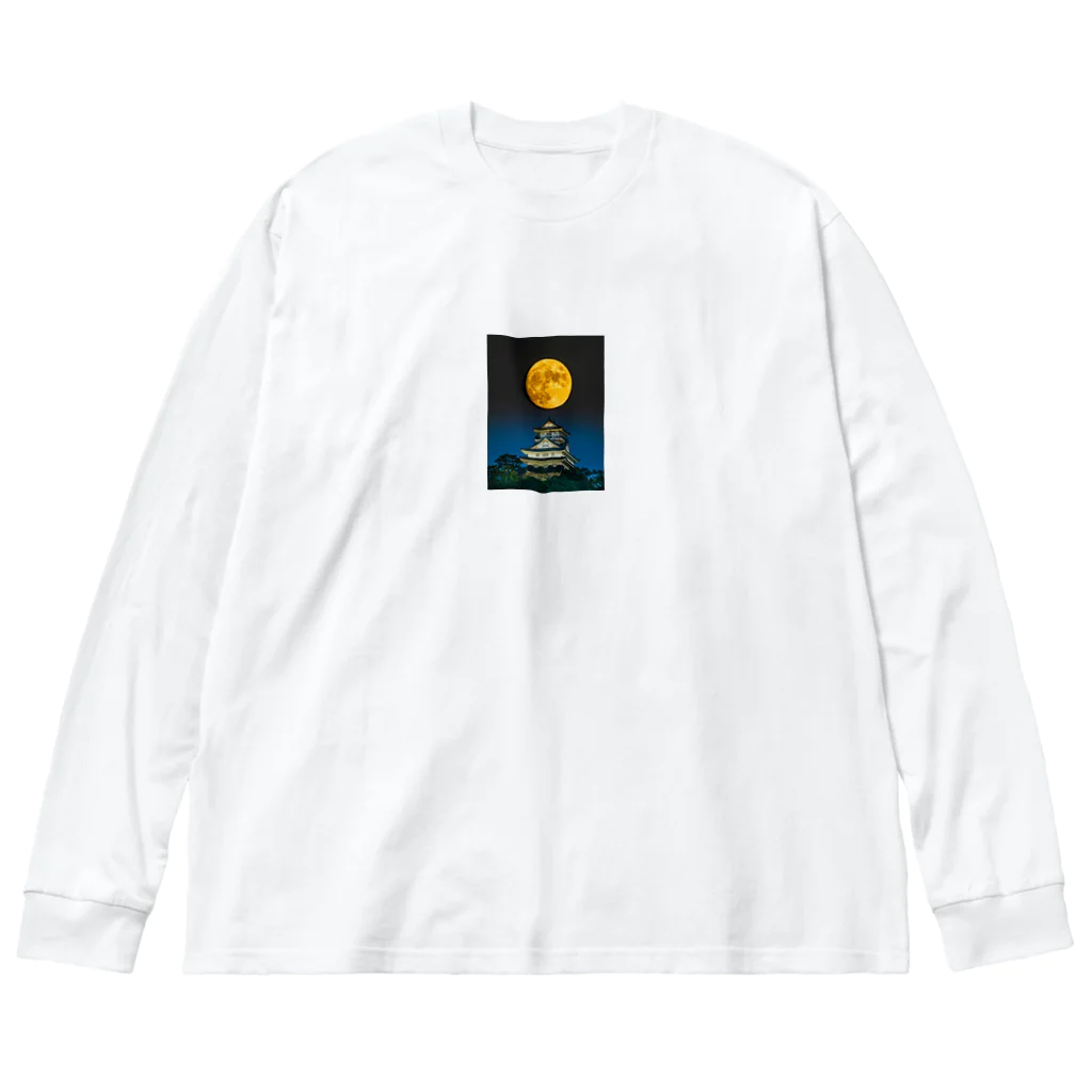 赤い鳥居の満月と岐阜城 Big Long Sleeve T-Shirt