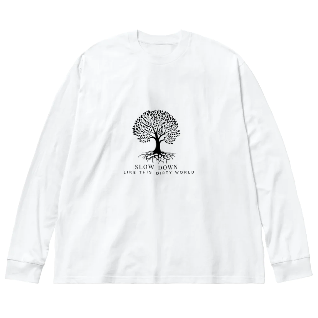 SLOW DoWN333の SLOWDoWN peace tree wear Big Long Sleeve T-Shirt