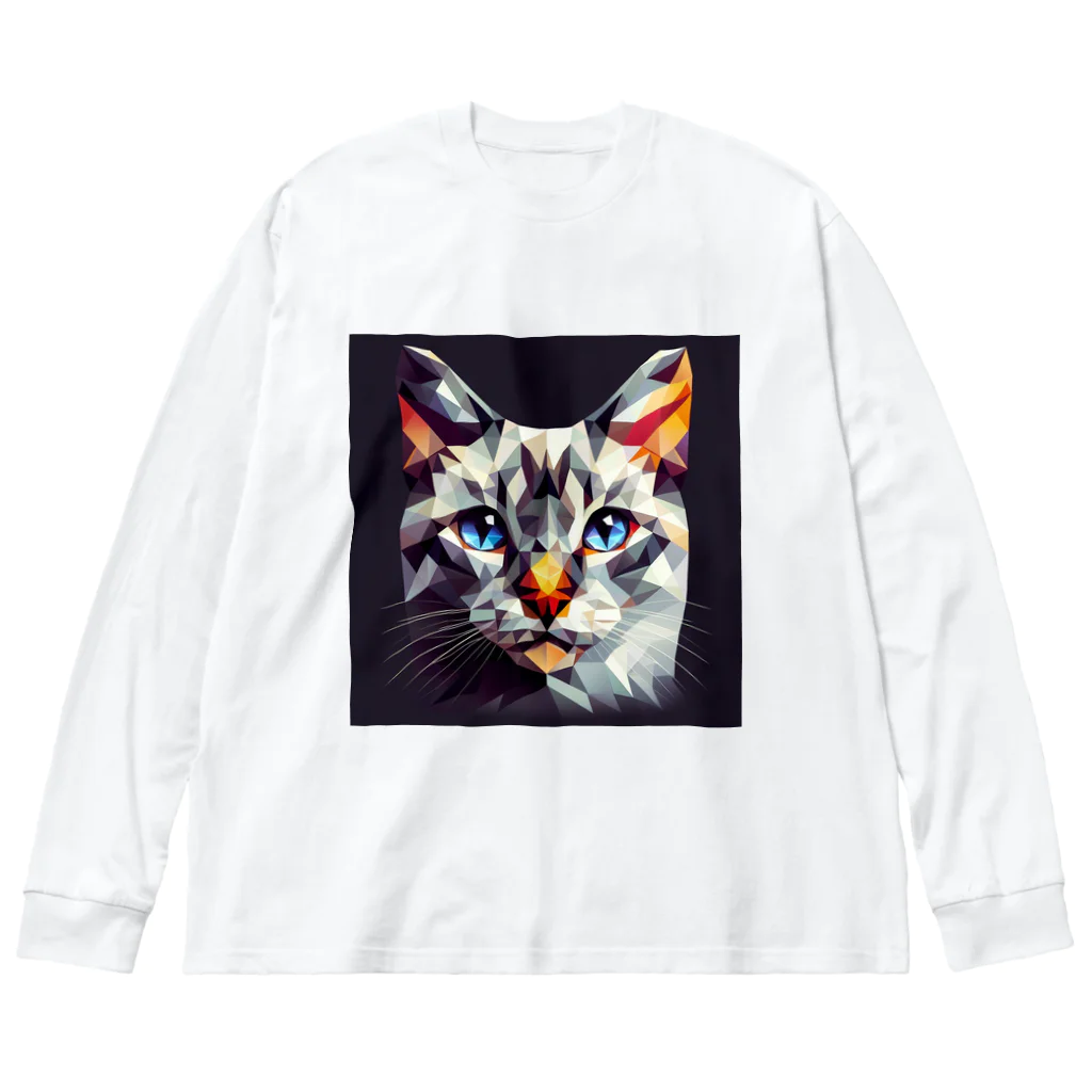 SaltyCookie Design Worksの幾何学模様の猫(1) Big Long Sleeve T-Shirt