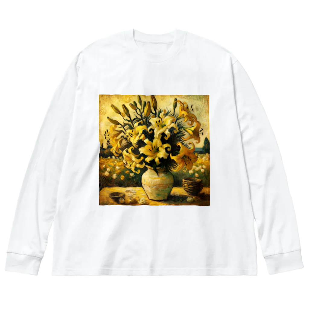 Dexsterのゴッホ風「ユリ」 Lily Van Gogh style01 ビッグシルエットロングスリーブTシャツ