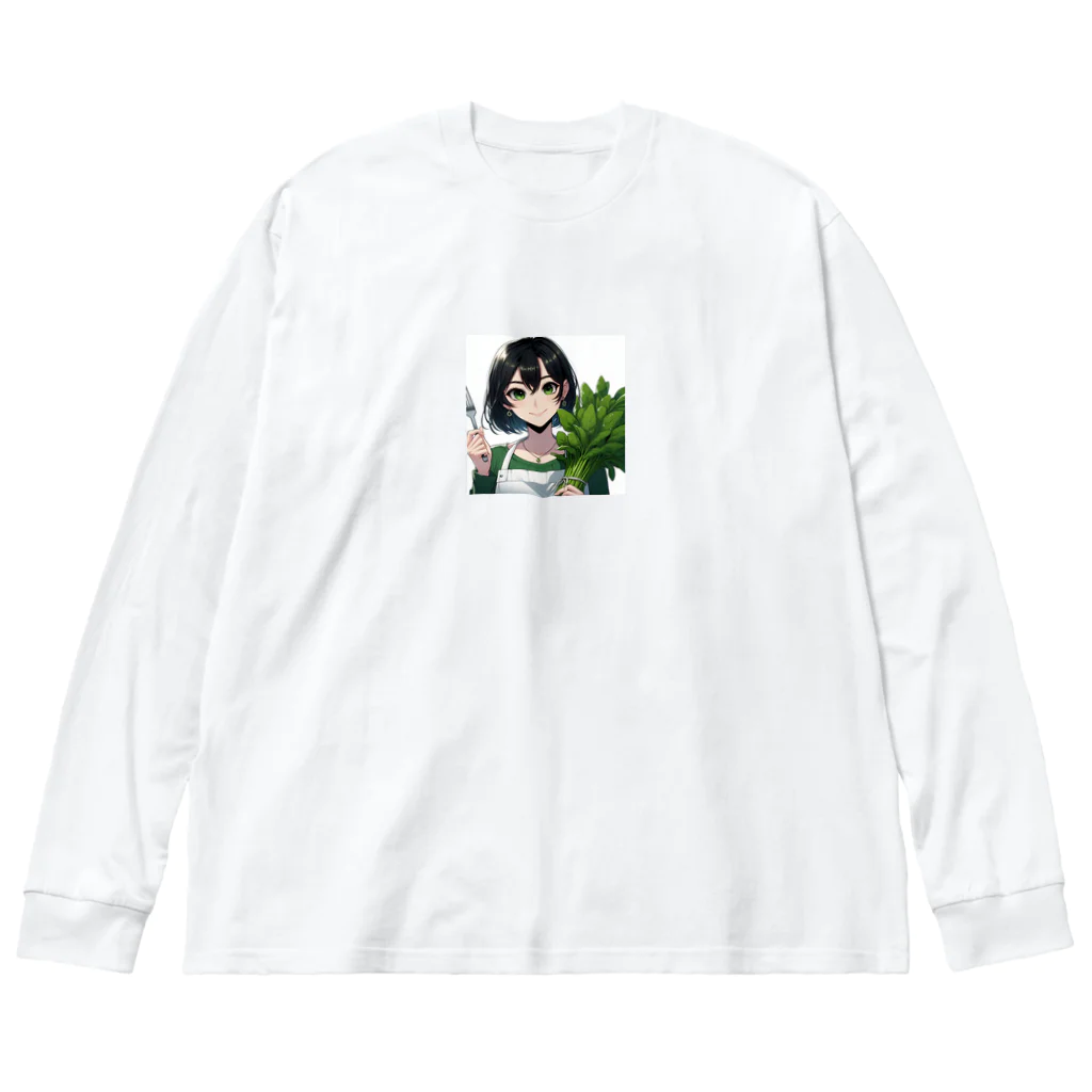 大地の宝物の今日は、ほうれん草で良いですか？ Big Long Sleeve T-Shirt