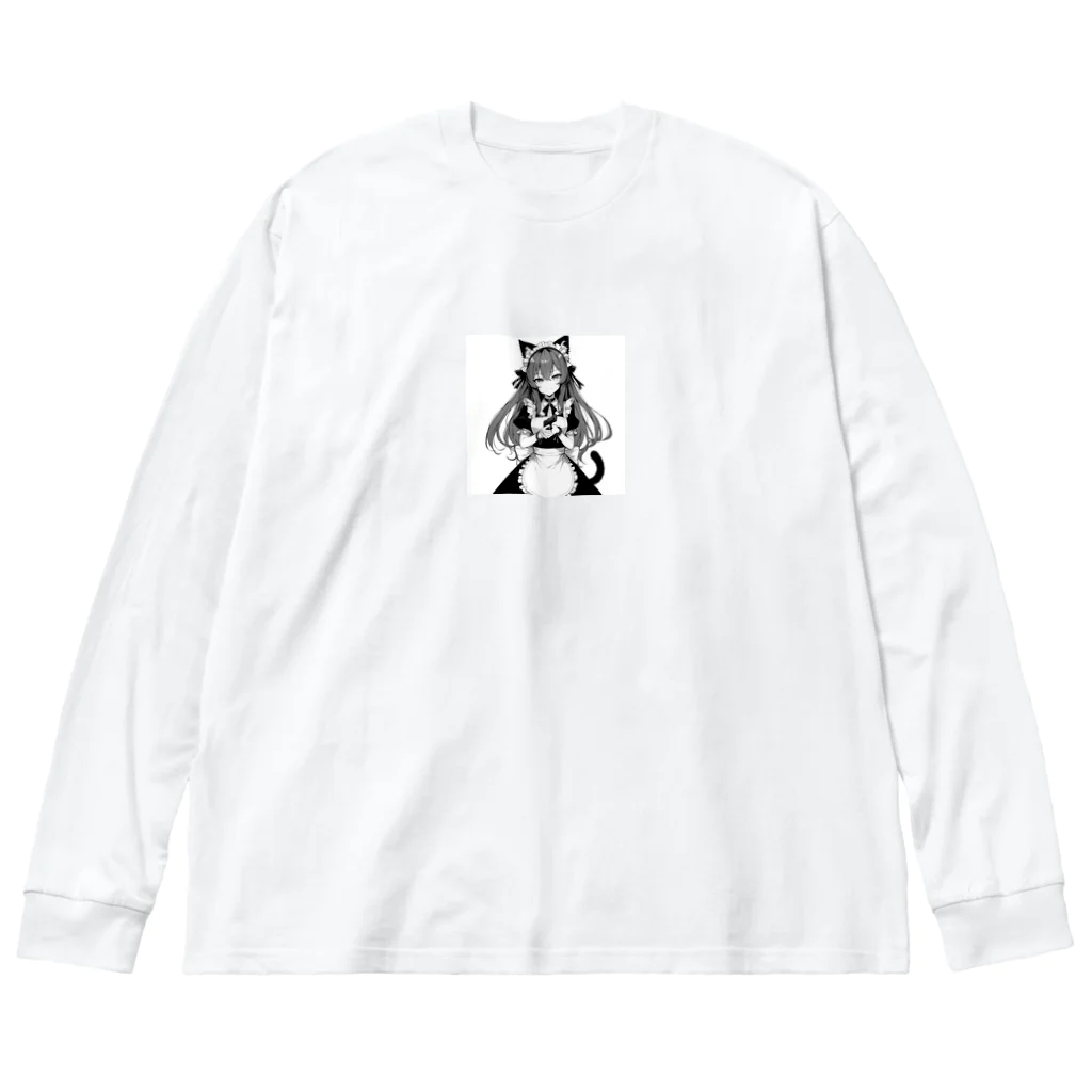 cray299の闘う猫メイド（ハンドガン） ビッグシルエットロングスリーブTシャツ