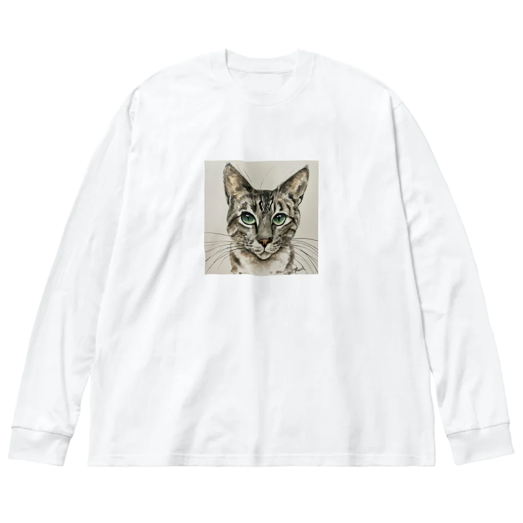 basscroの凛々しい猫 ビッグシルエットロングスリーブTシャツ