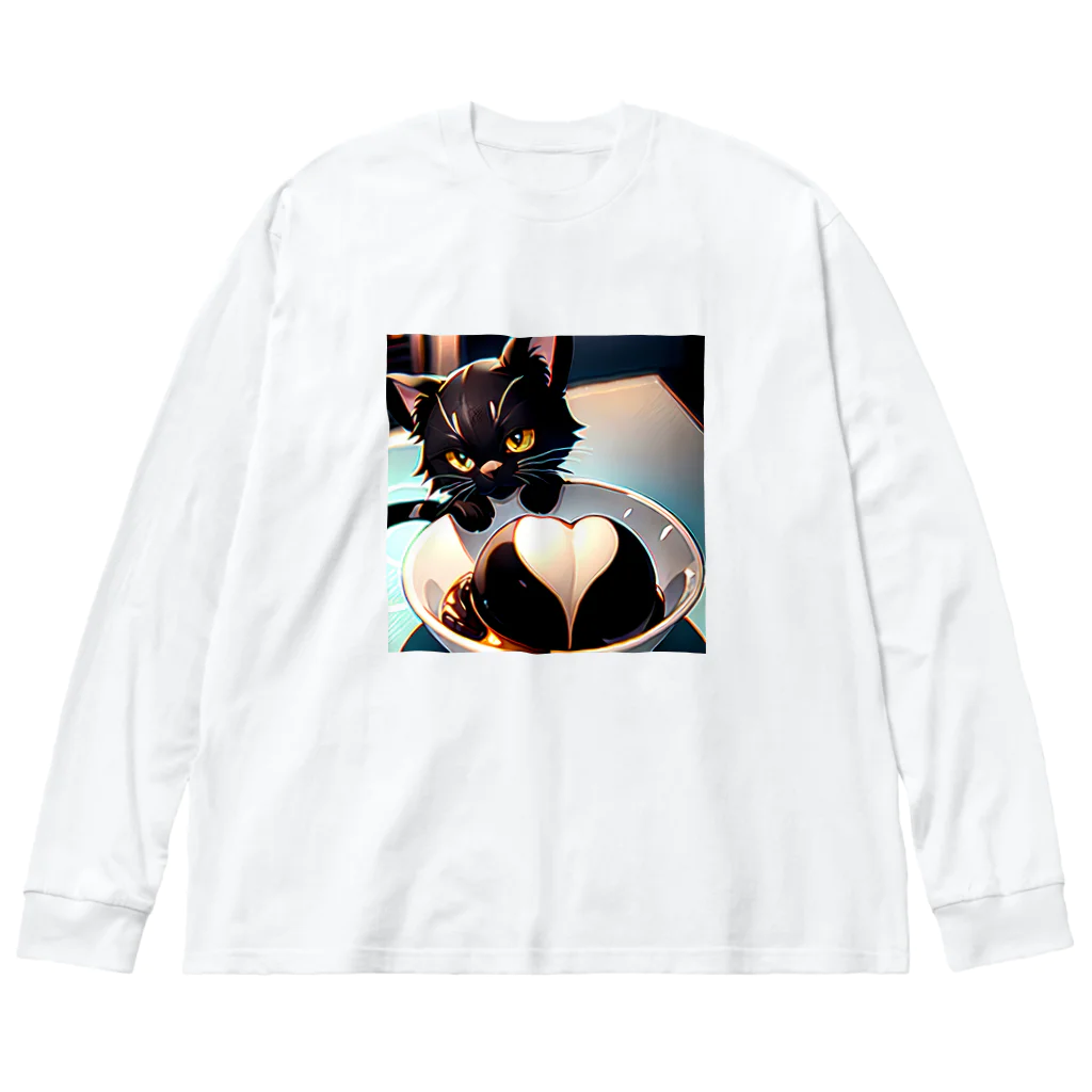 黒猫と珈琲のバレンタインに黒猫のチョコレートボムはいかが？ Big Long Sleeve T-Shirt