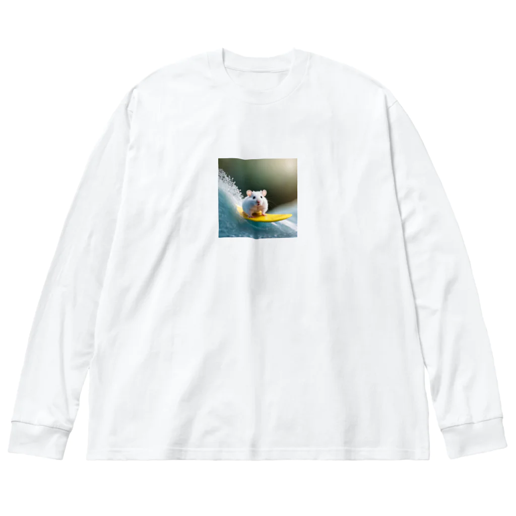 しろはむのサーフィンをする白いハムスター Big Long Sleeve T-Shirt