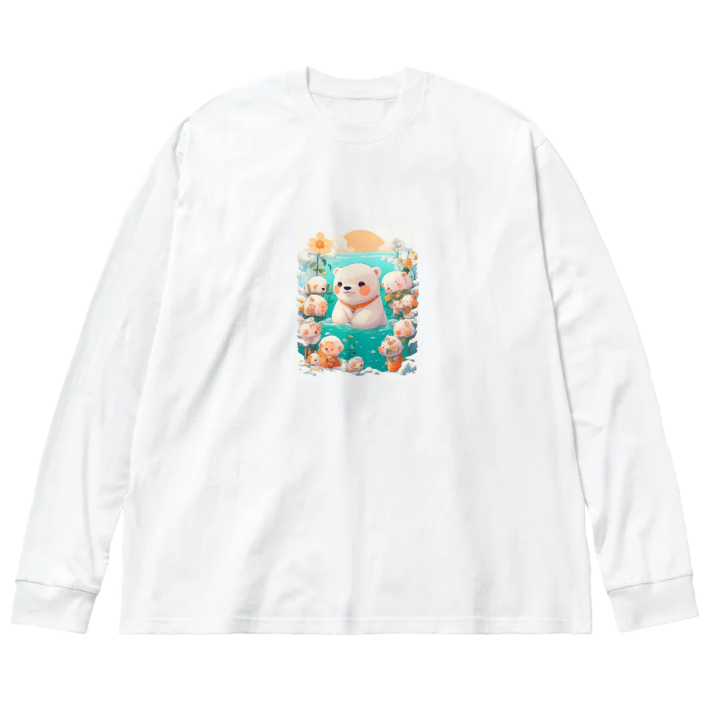 りんりんの可愛いシロクマちゃんショップ　かわいいよ！の水遊びをしている白熊 Big Long Sleeve T-Shirt