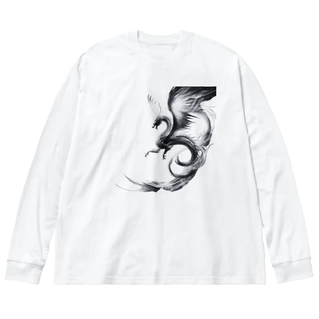 taki・ショップの龍【白黒】 Big Long Sleeve T-Shirt