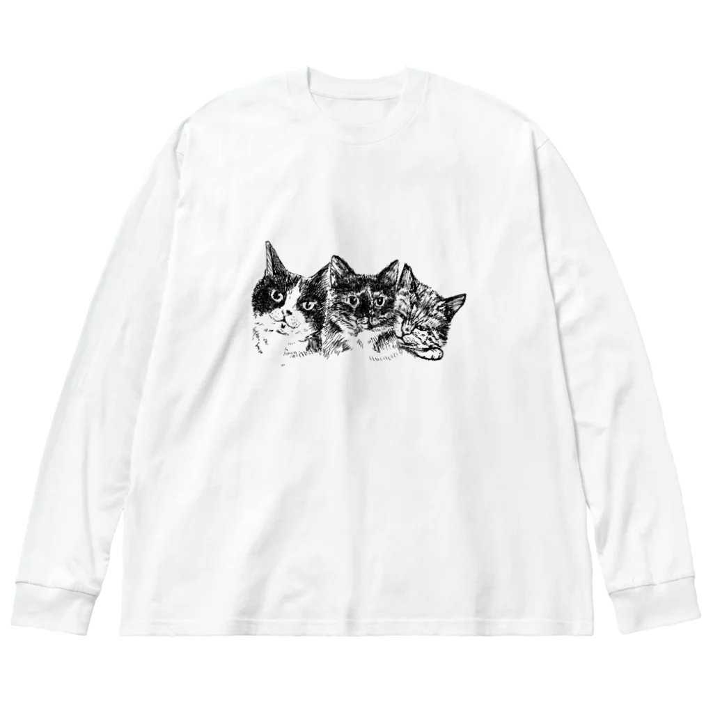 サビネコよもぎの仲良し３匹 Big Long Sleeve T-Shirt