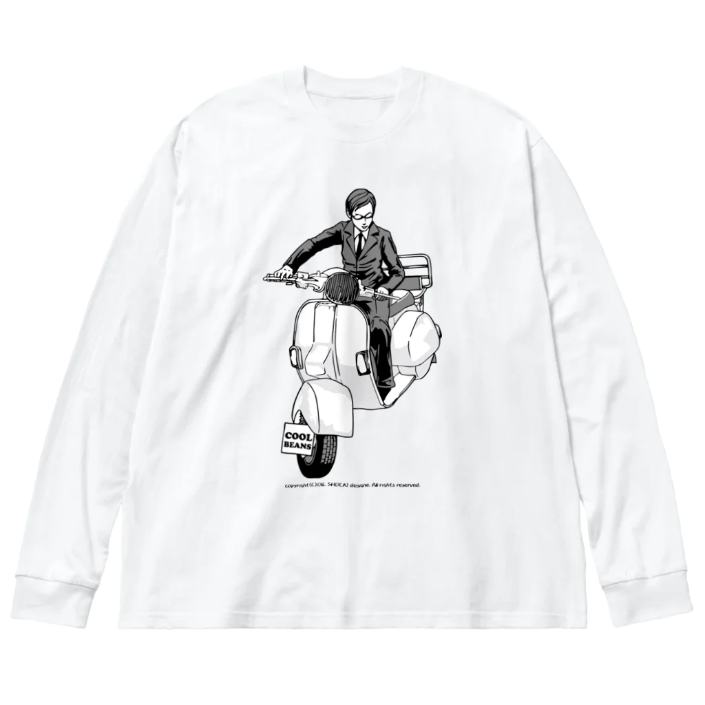 ファンシーTシャツ屋のクラシックスクーターに乗る男性 Big Long Sleeve T-Shirt