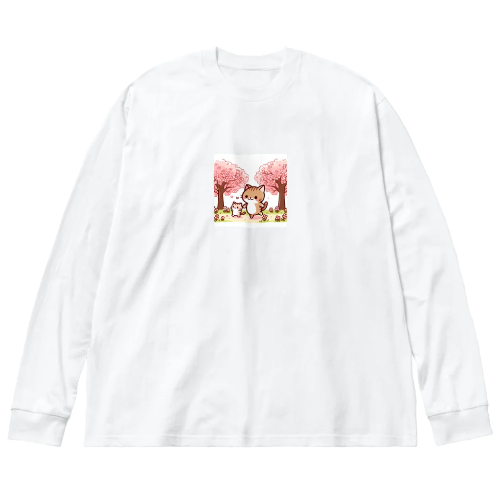 音楽ルー106の親子ネコ Big Long Sleeve T-Shirt