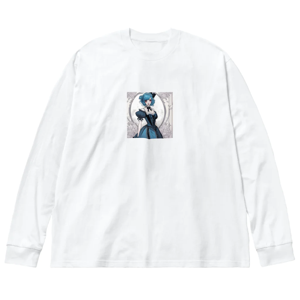 Kyon_IllustItemShopの青髪ゴシックロリータ ビッグシルエットロングスリーブTシャツ