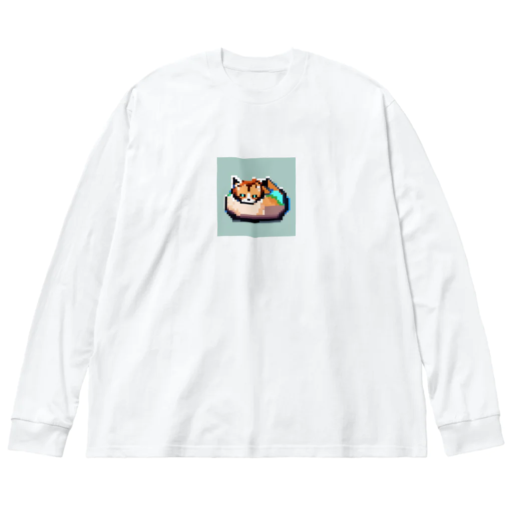 masaのスリッパの中で寝ている猫 ビッグシルエットロングスリーブTシャツ