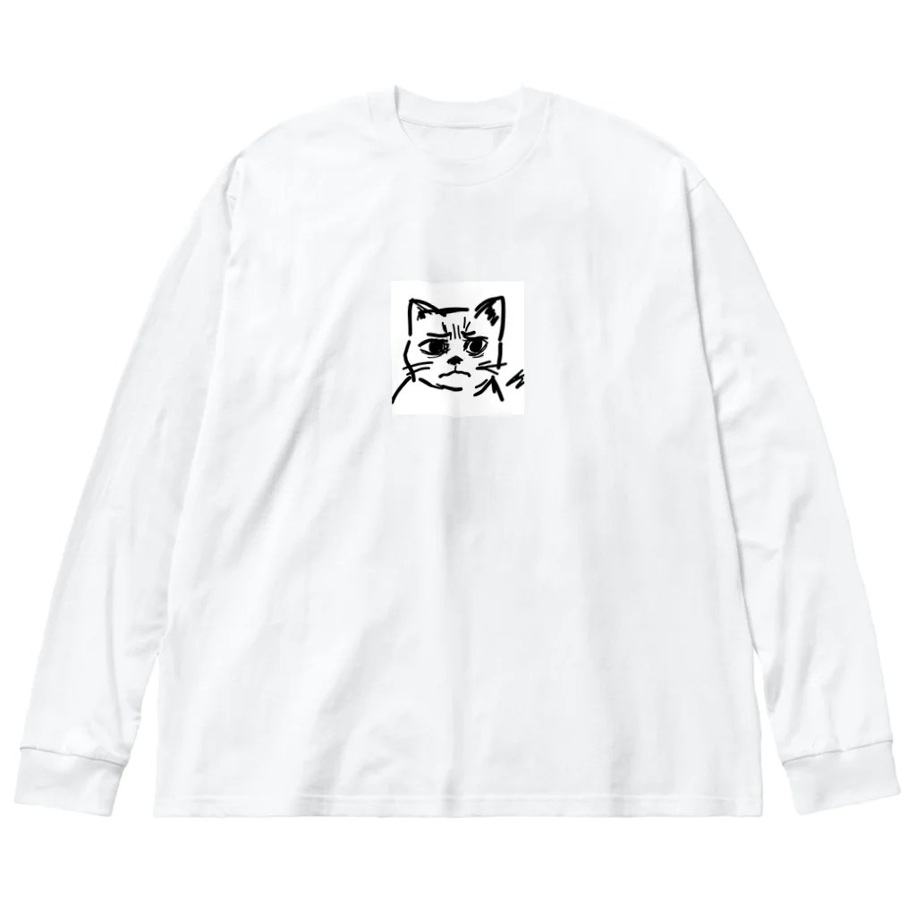 CODYの訝しげな顔の猫 ビッグシルエットロングスリーブTシャツ