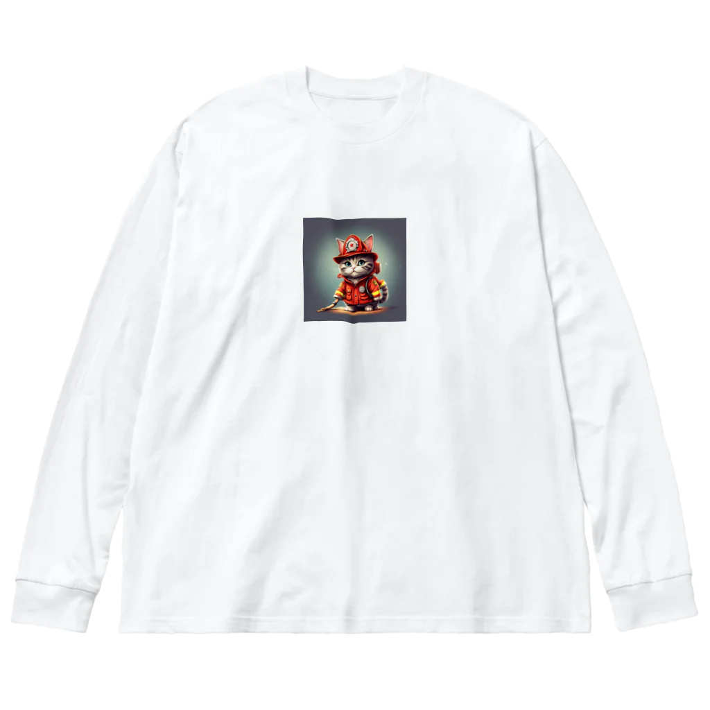 だんのんの 超キュートな消防士猫 Big Long Sleeve T-Shirt