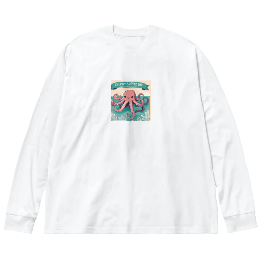 テフラんずのまいにちタコ🐙 ビッグシルエットロングスリーブTシャツ