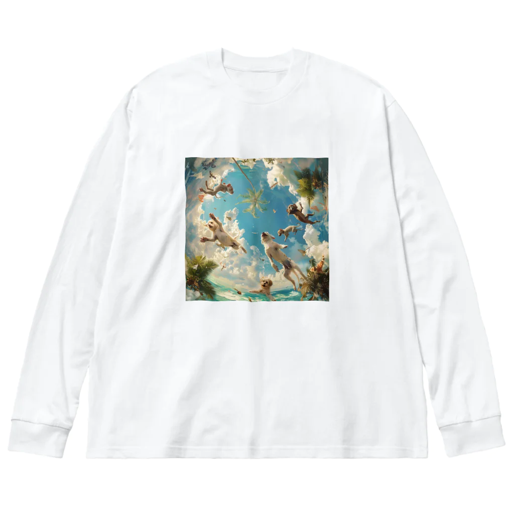 AQUAMETAVERSEのワンちゃんたちのパラダイス アメジスト 2846 ビッグシルエットロングスリーブTシャツ