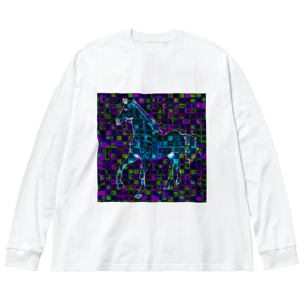 水草のデジタルでアートな馬 Ⅱ Big Long Sleeve T-Shirt