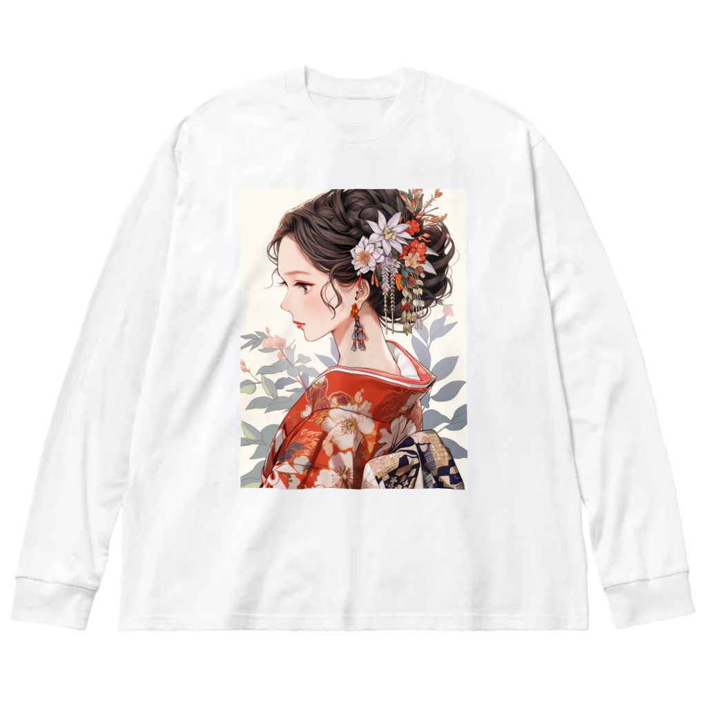 AQUAMETAVERSEの和服姿の女性　sanae 2074 ビッグシルエットロングスリーブTシャツ