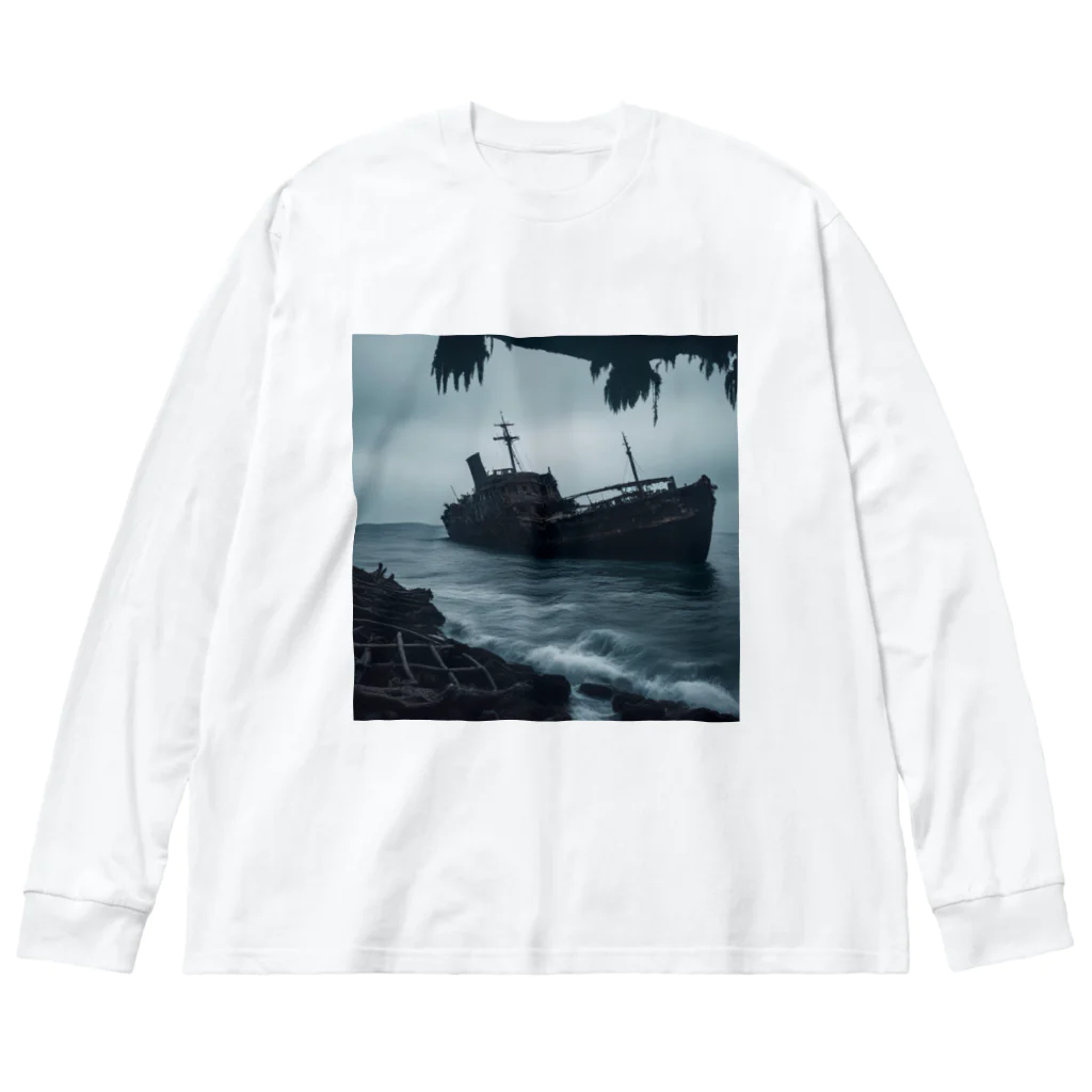 Dark Fの暗黒の海に浮かぶ腐敗した船の墓場 Big Long Sleeve T-Shirt