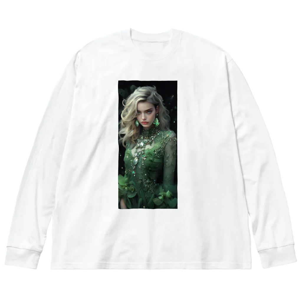 AQUAMETAVERSEのグリーンのドレスでパーティsanae 2074 Big Long Sleeve T-Shirt