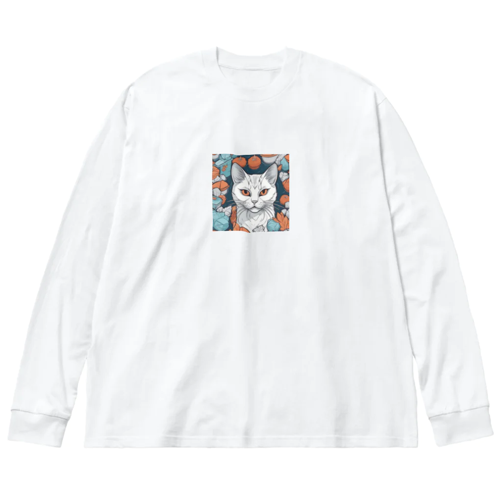 hiyo-tamaの見つめる猫 ビッグシルエットロングスリーブTシャツ