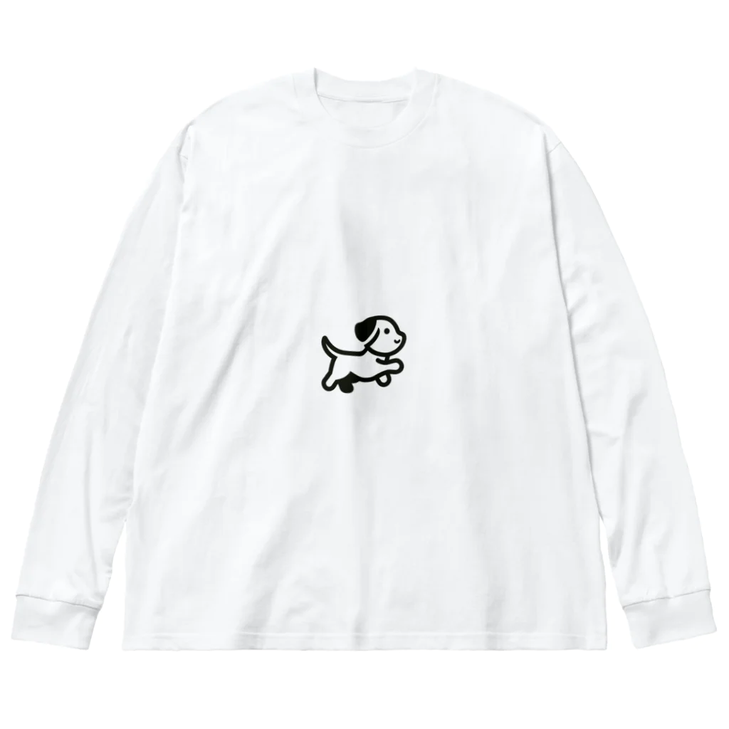 LISPのクール黒ワンちゃん ビッグシルエットロングスリーブTシャツ