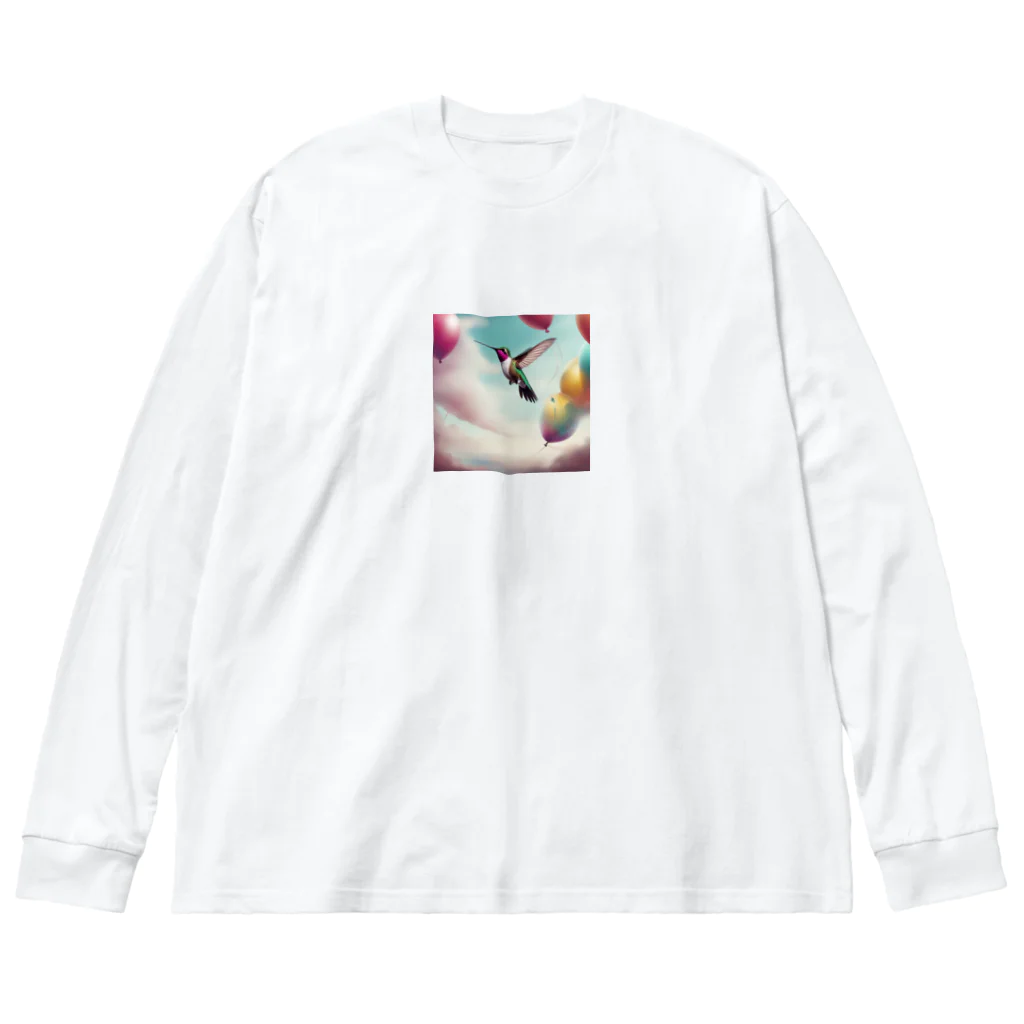 takka_555の癒される動物（キツツキ） ビッグシルエットロングスリーブTシャツ