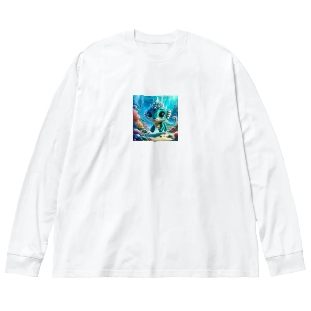 mwu-la-fllagaのタツノオトシゴ ビッグシルエットロングスリーブTシャツ